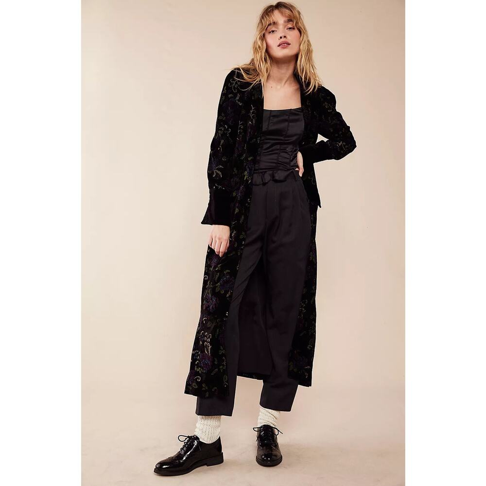 NWT Free People Women’s Floral Velvet Jones Duster Size  Small - Boho Whimsygoth